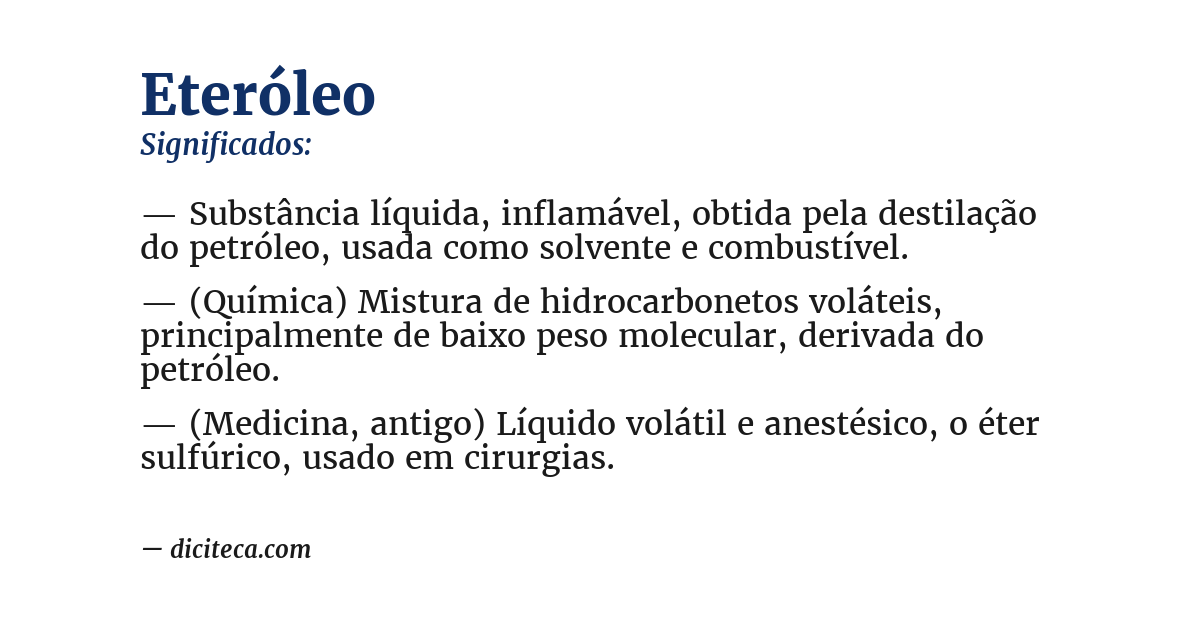 Significado de eteróleo