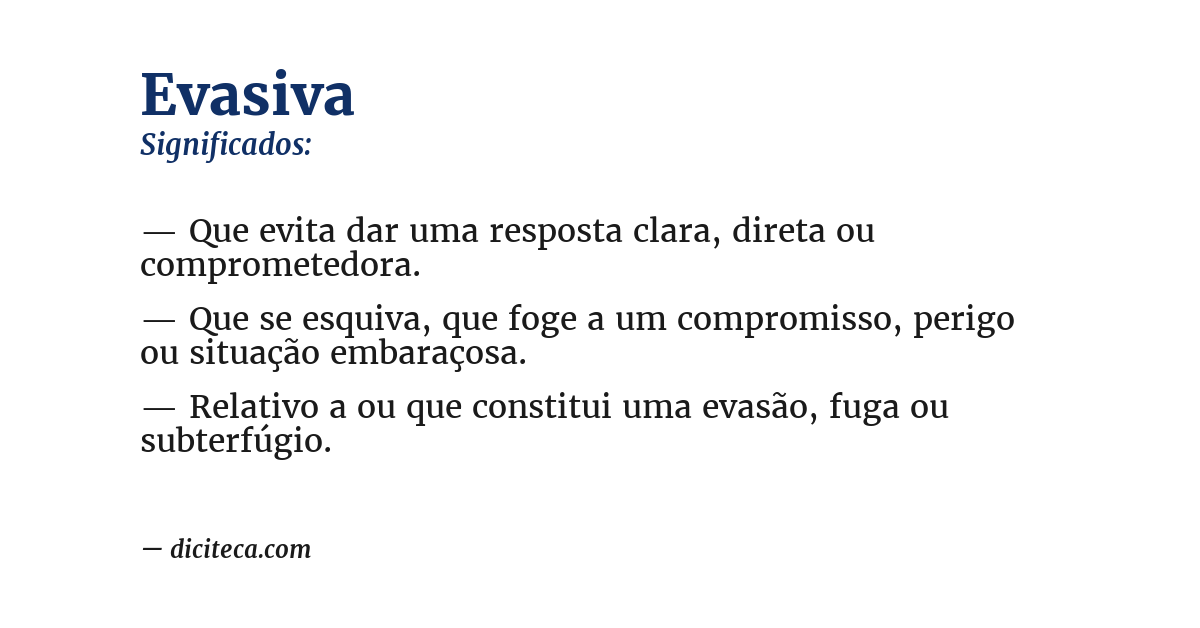 Significado de evasiva