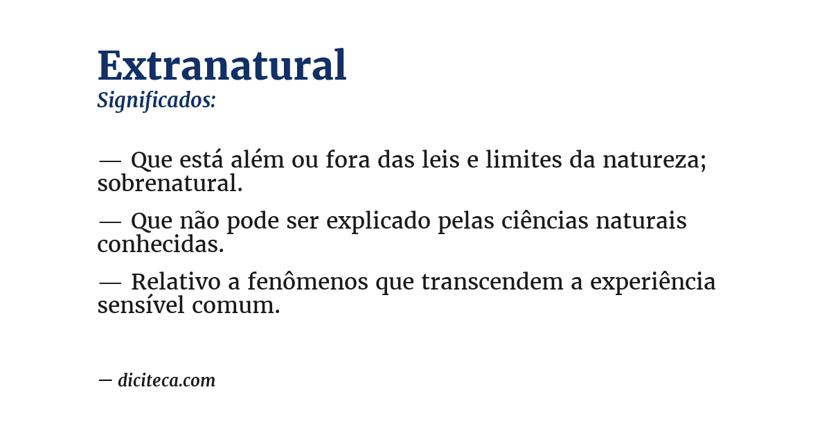 Significado de extranatural