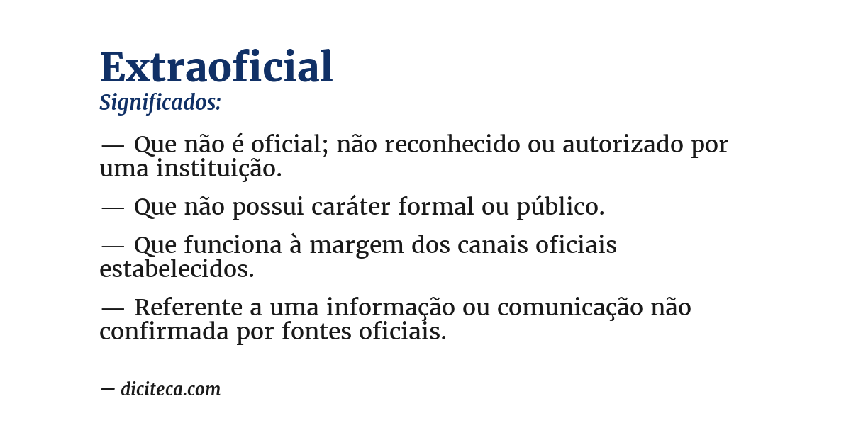 Significado de extraoficial