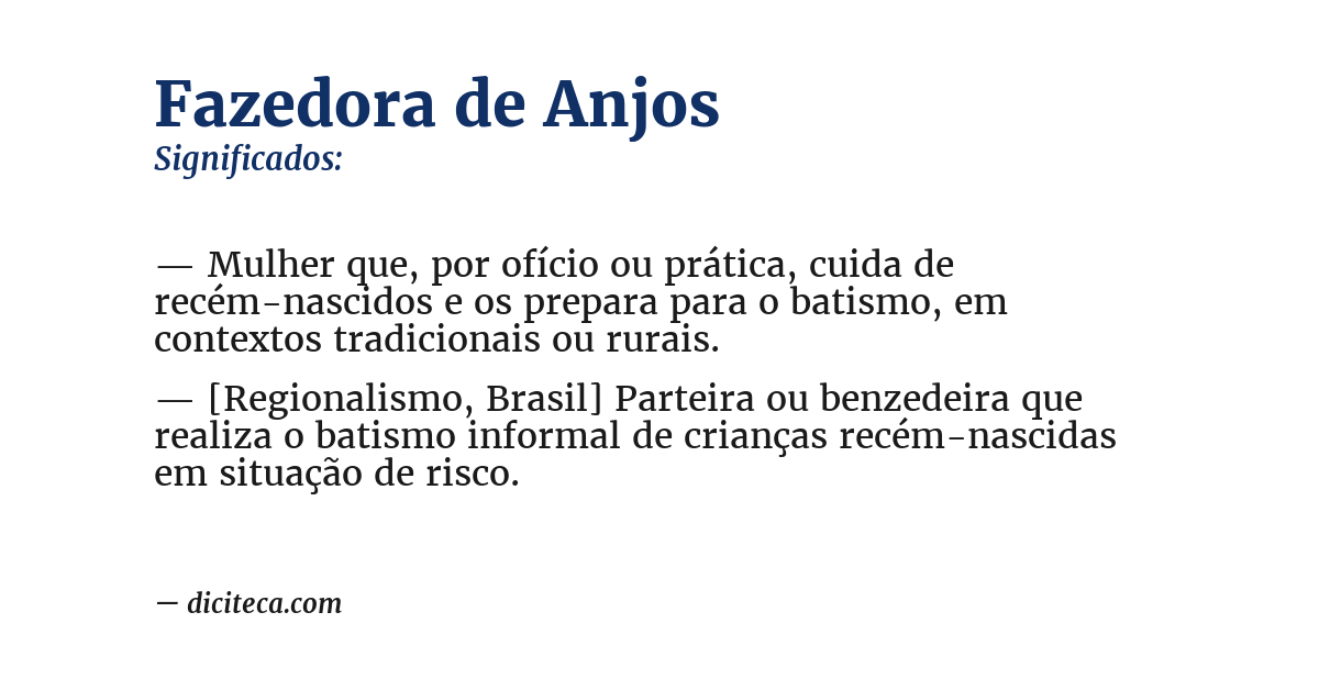 Significado de fazedora de anjos