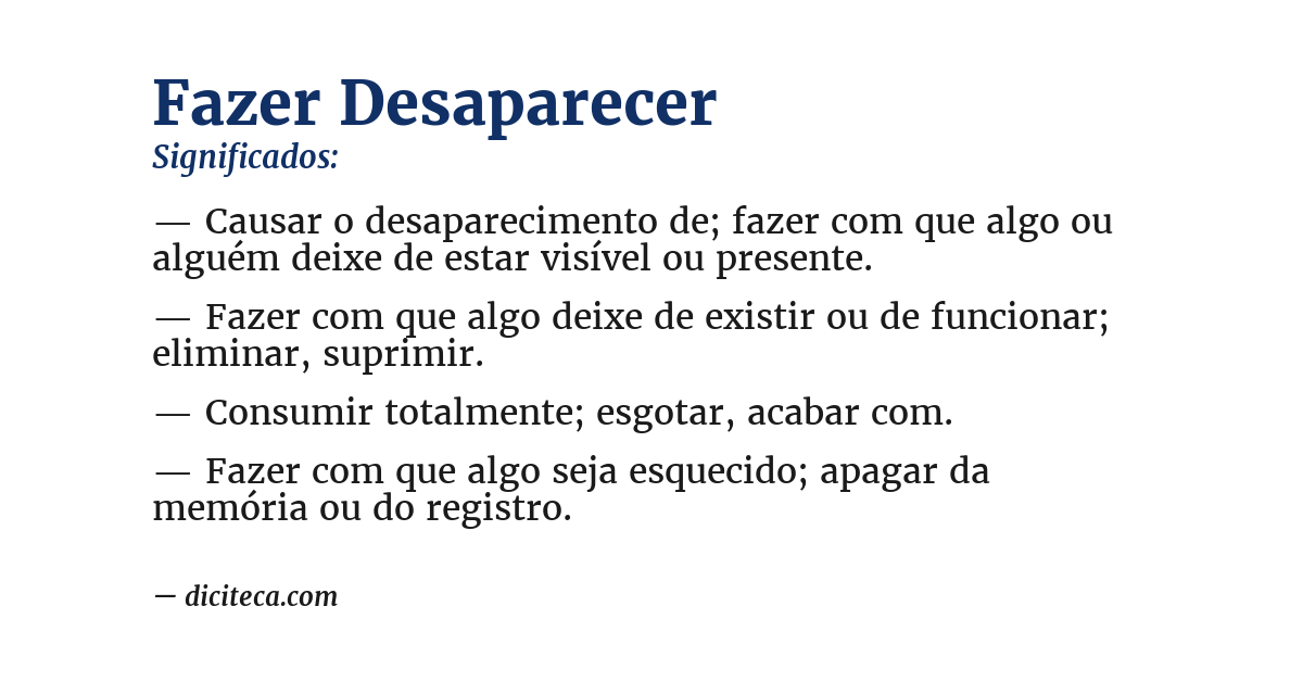 Significado de fazer desaparecer