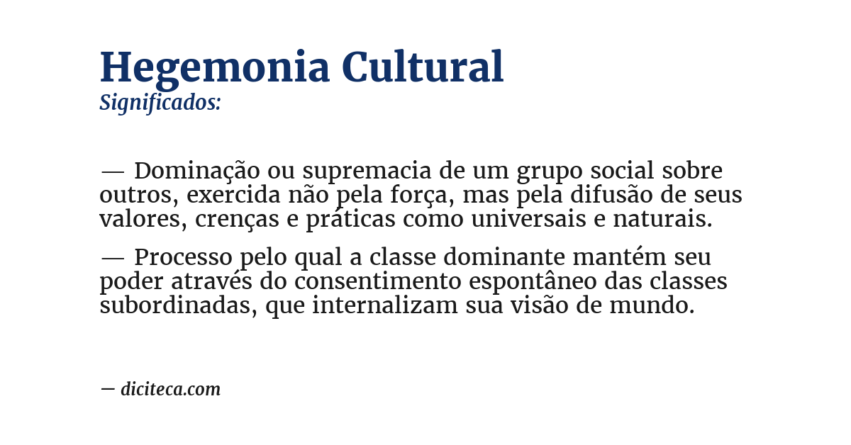 Significado de hegemonia cultural
