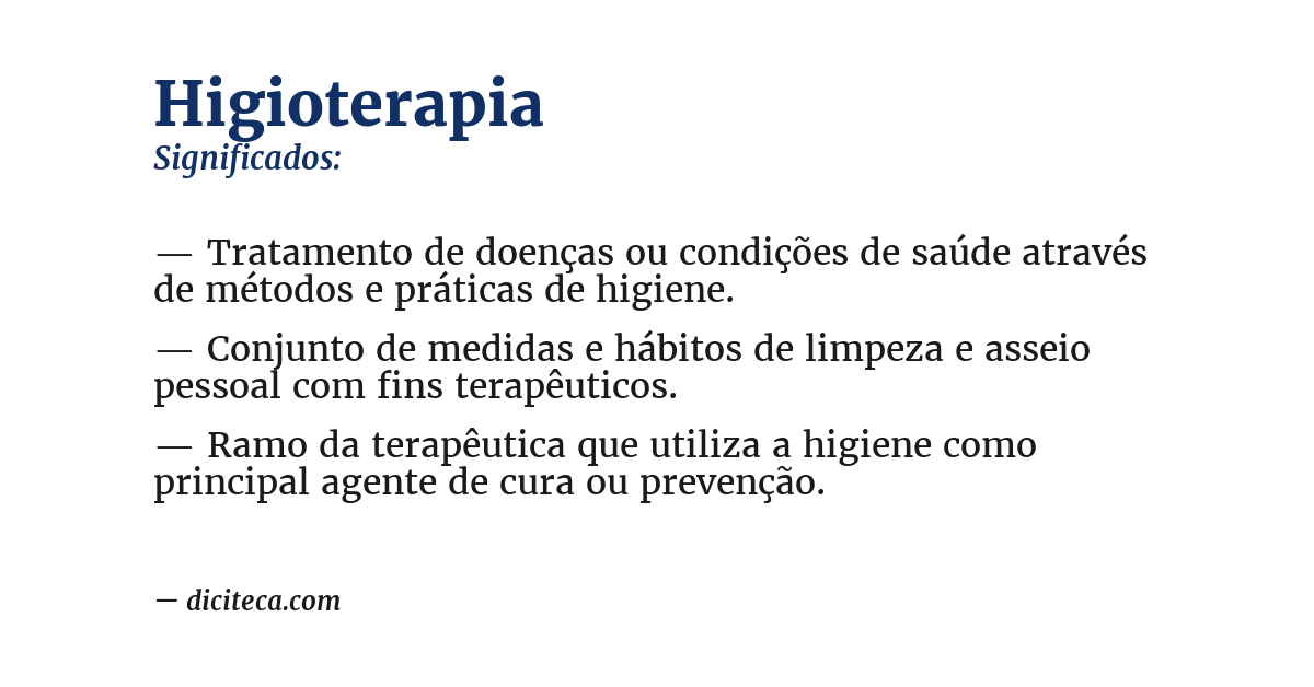 Significado de higioterapia