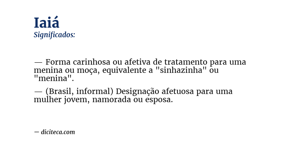Significado de iaiá