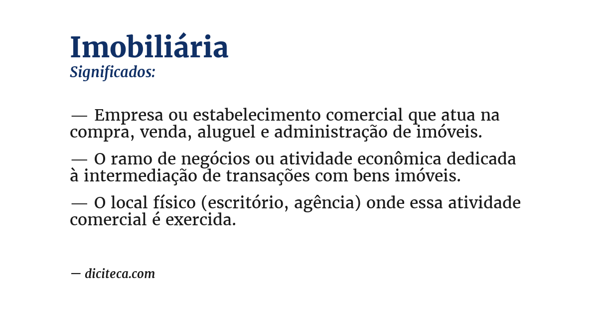 Significado de imobiliária
