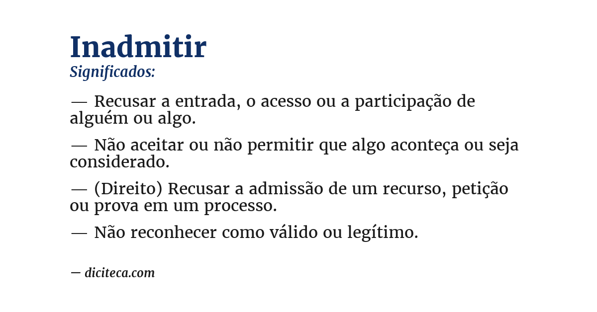 Significado de inadmitir