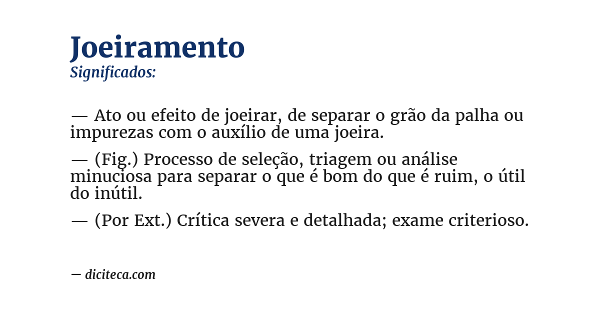 Significado de joeiramento