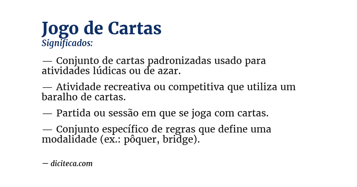 Significado de jogo de cartas