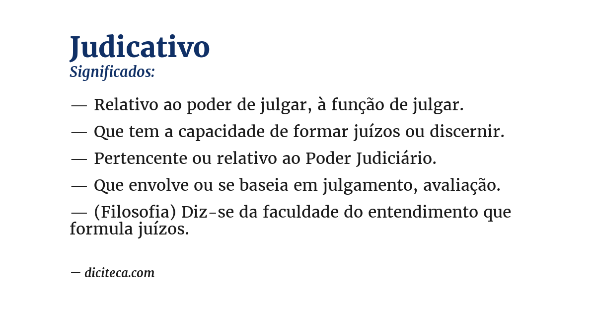 Significado de judicativo