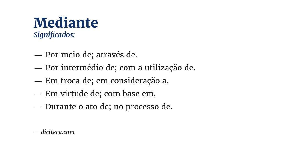 Significado de mediante