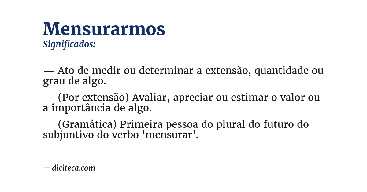 Significado de mensurarmos