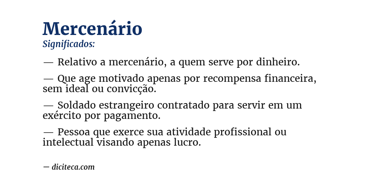 Significado de mercenário