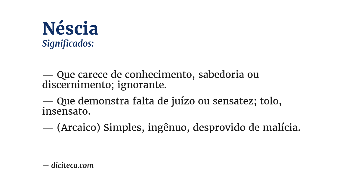 Significado de néscia