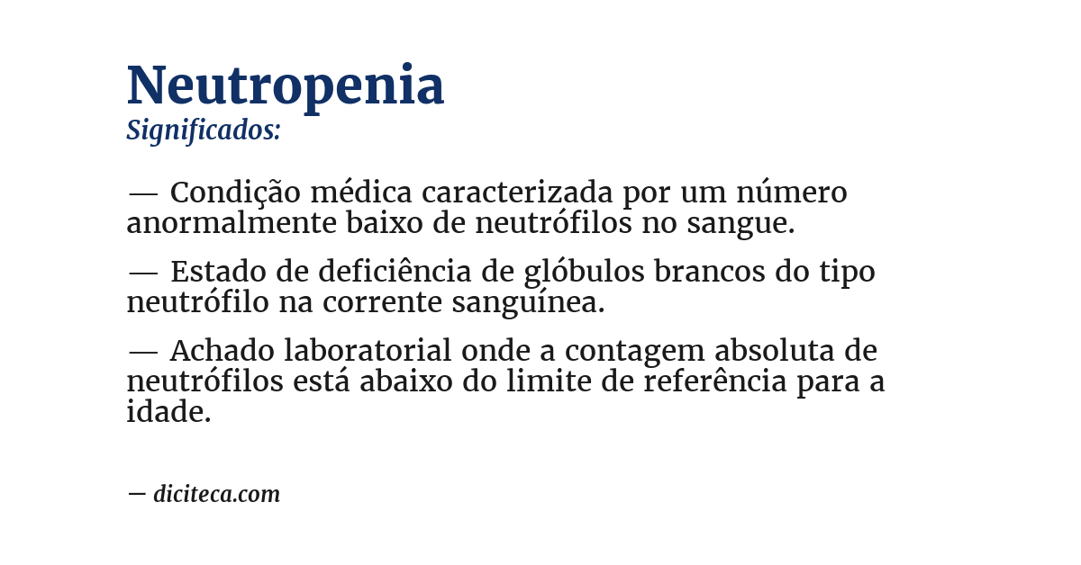 Significado de neutropenia