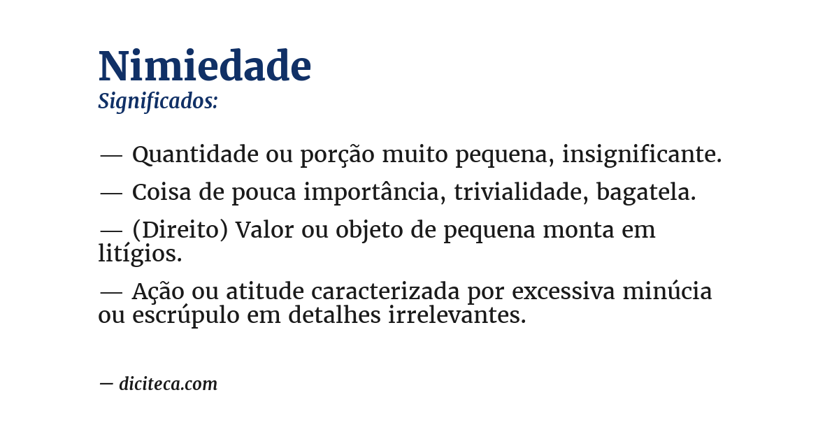 Significado de nimiedade