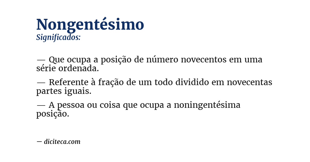 Significado de nongentésimo