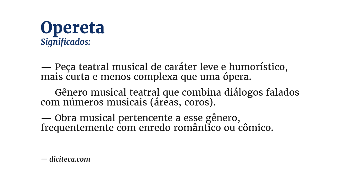 Significado de opereta