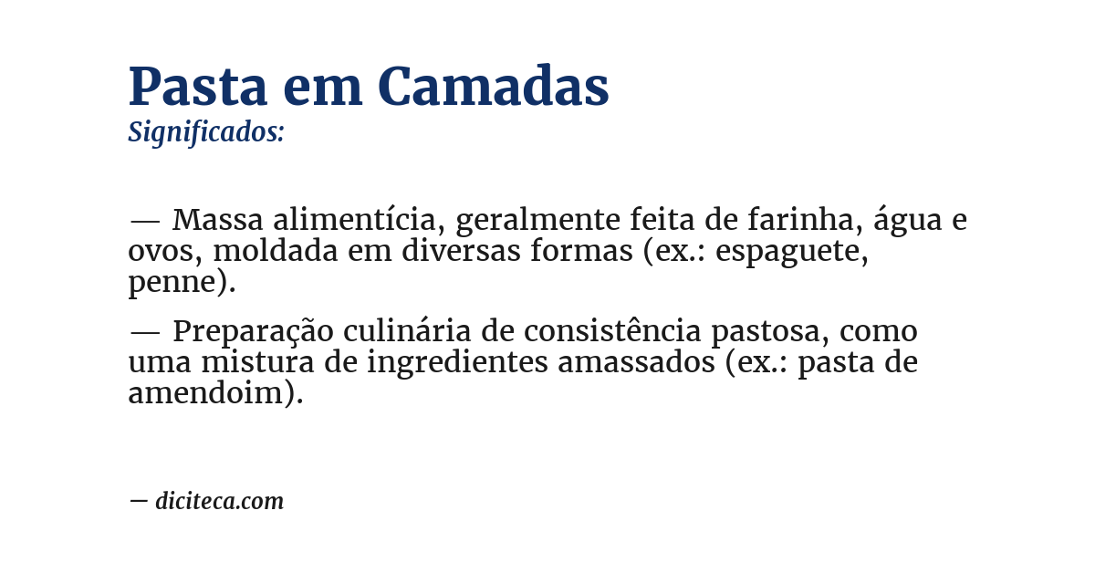 Significado de pasta em camadas