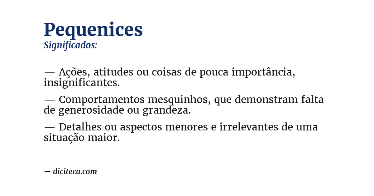Significado de pequenices