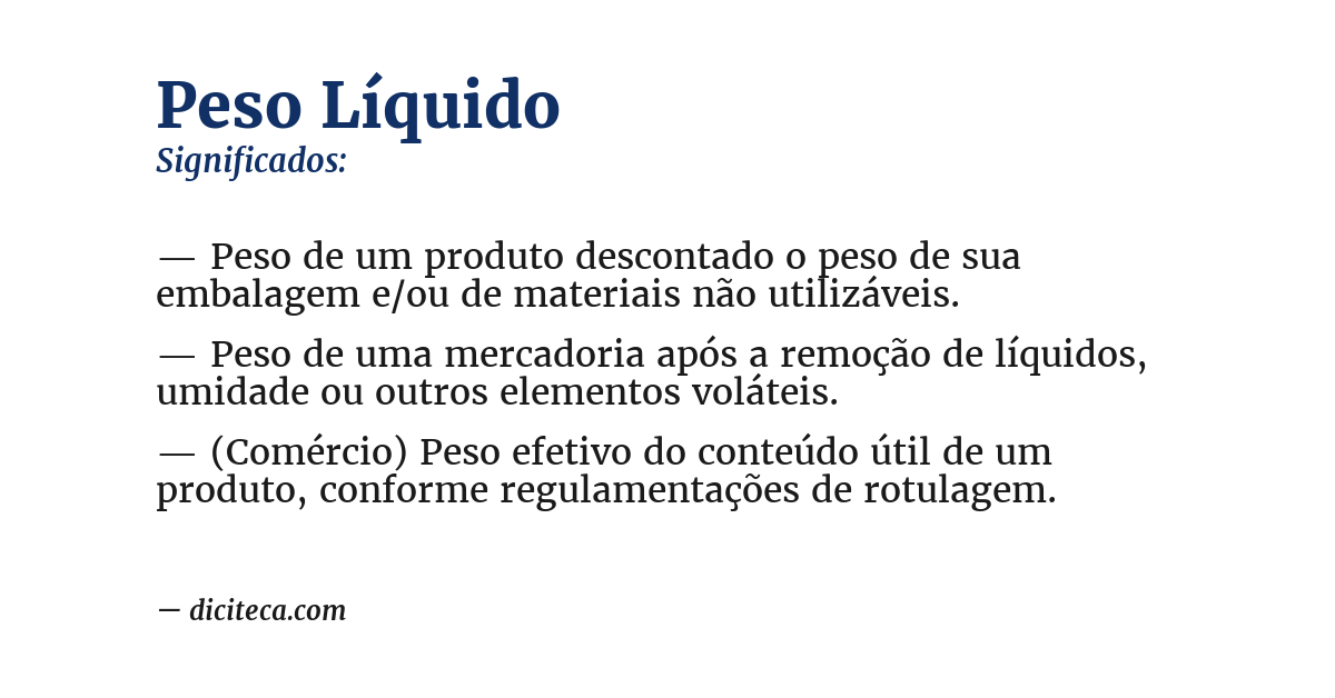 Significado de peso líquido