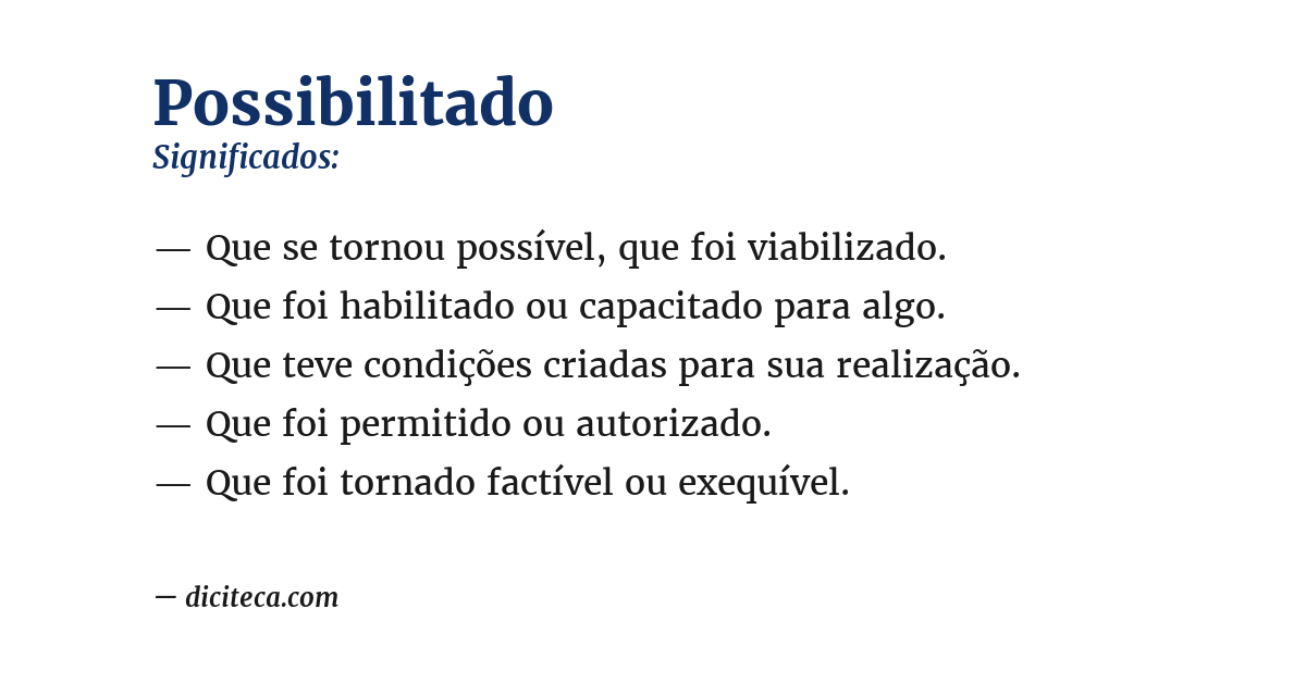 Significado de possibilitado