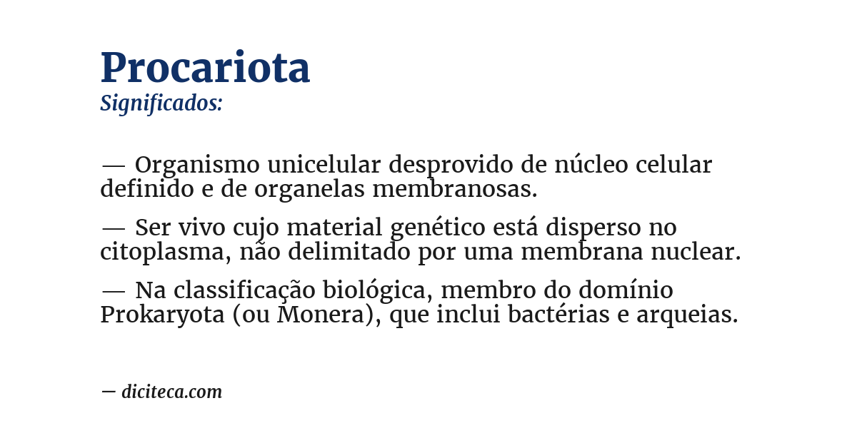 Significado de procariota