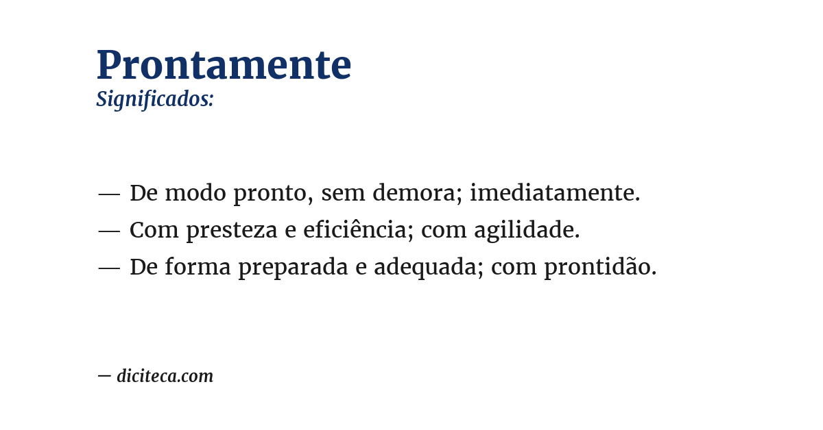 Significado de prontamente