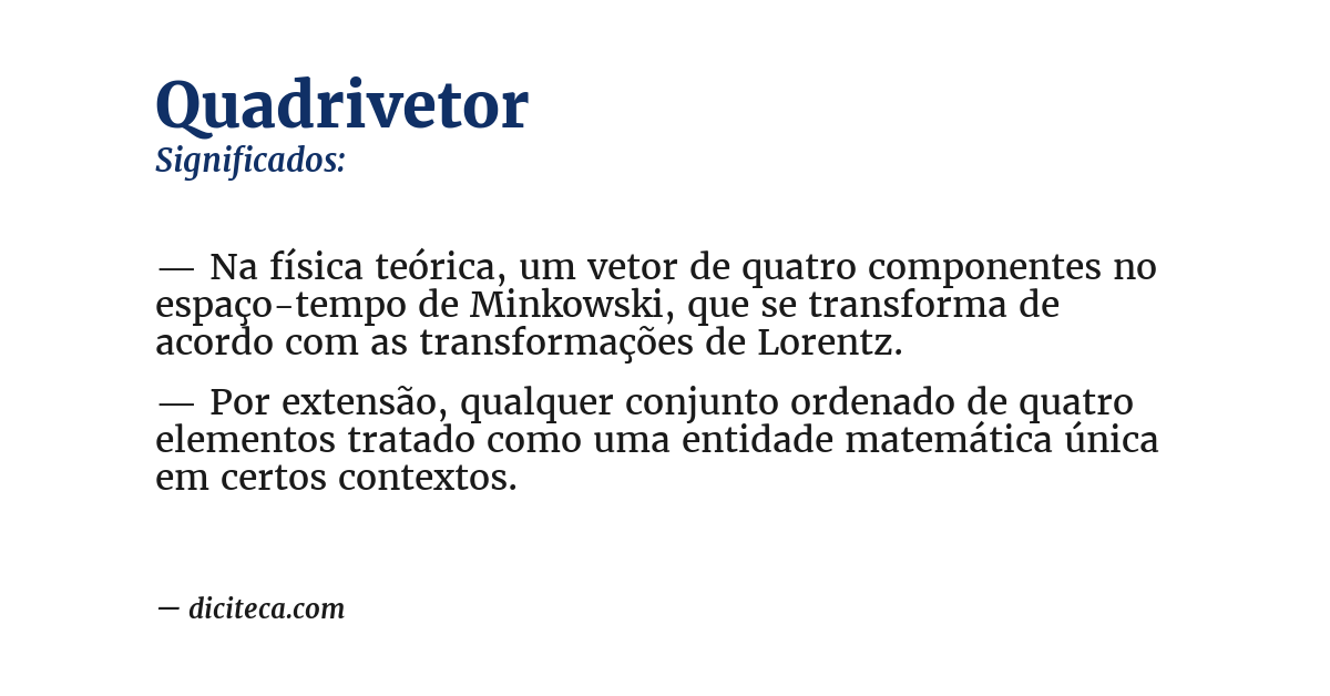 Significado de quadrivetor