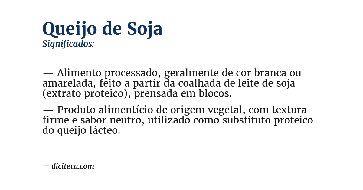 Significado de queijo de soja