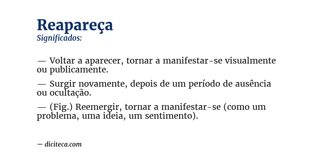 Significado de reapareça