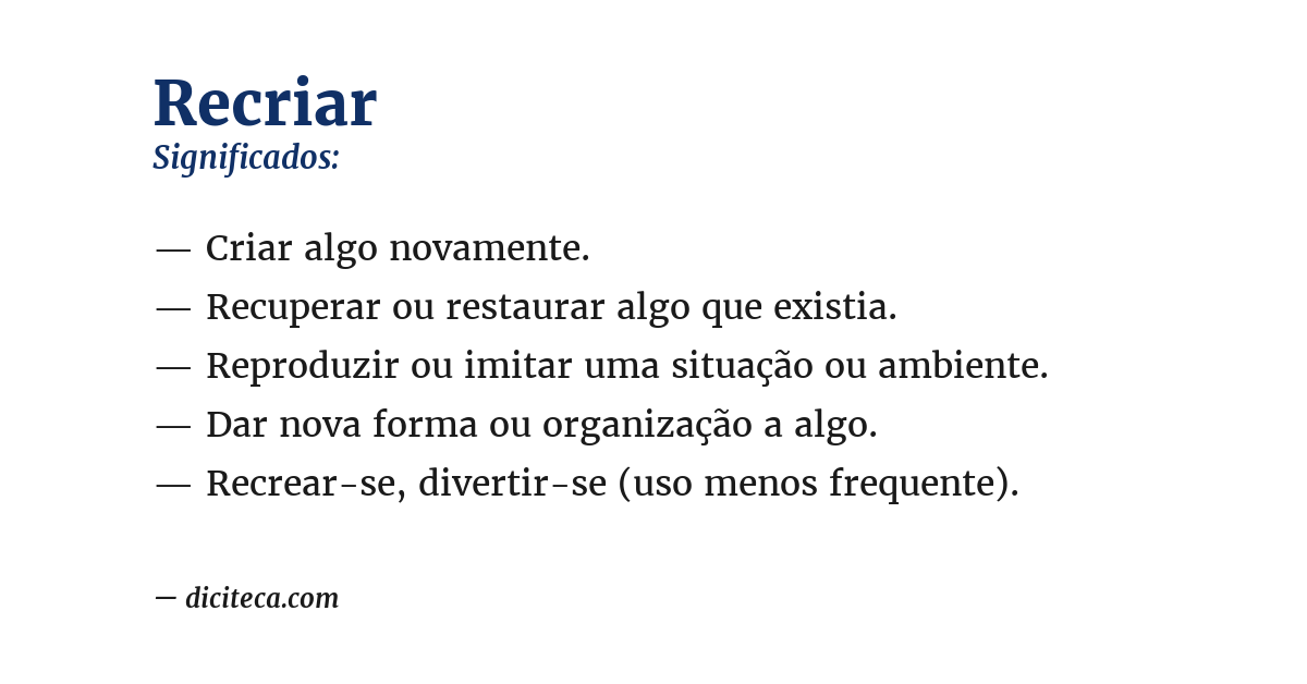 Significado de recriar