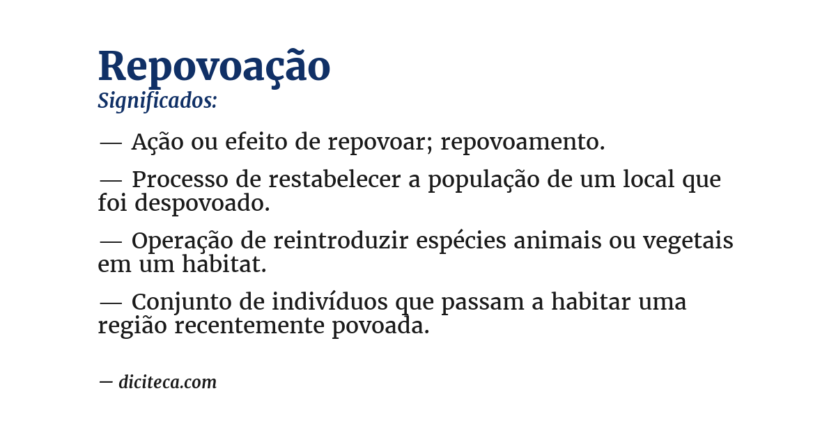 Significado de repovoação