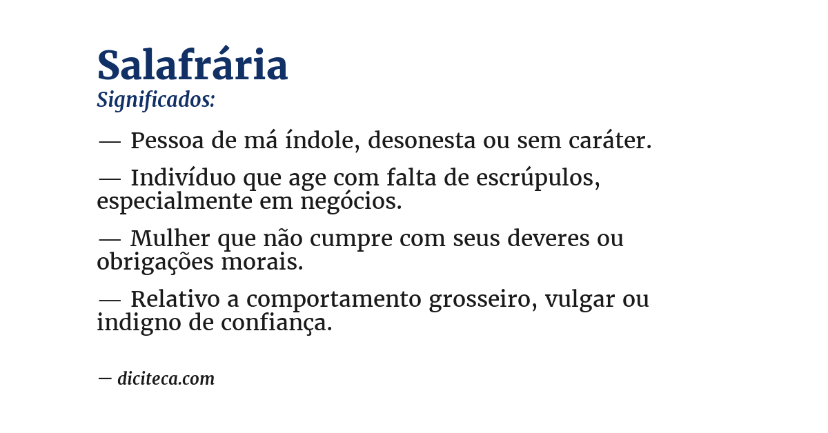 Significado de salafrária