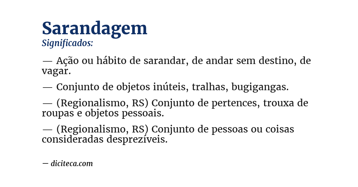 Significado de sarandagem