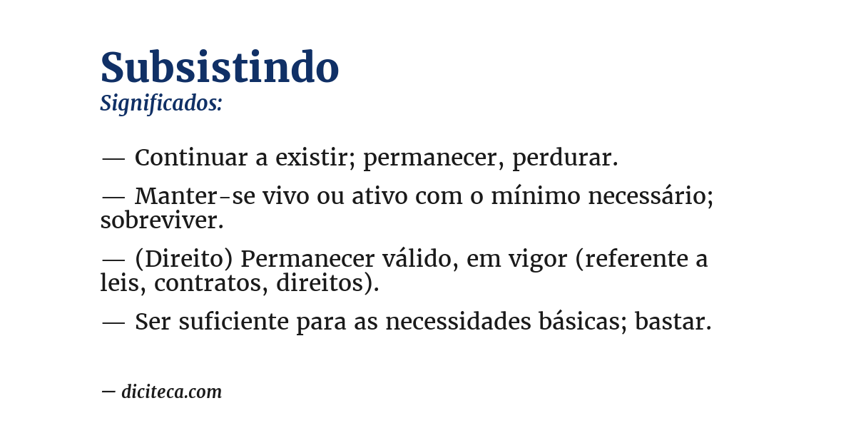 Significado de subsistindo