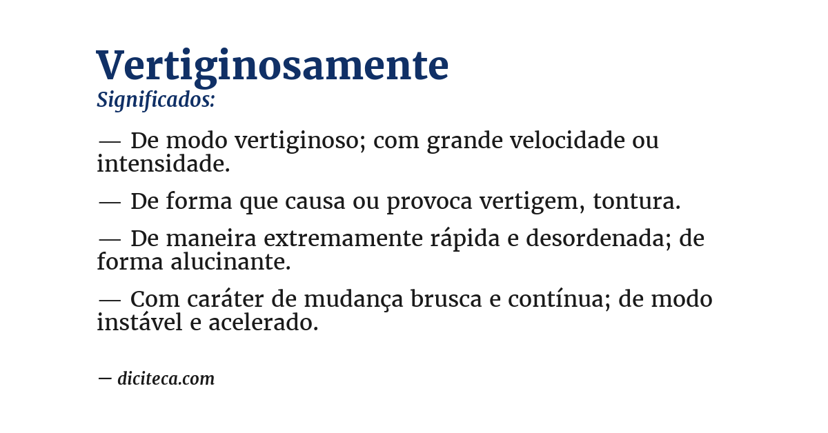 Significado de vertiginosamente