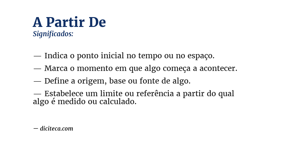 Significado de a partir de