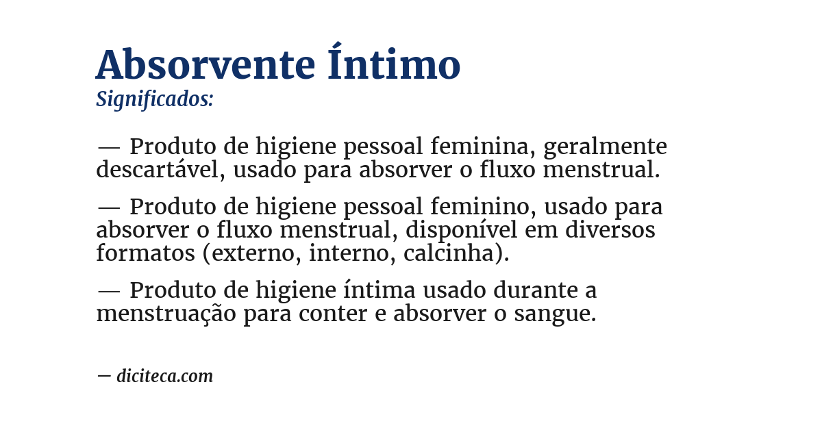 Significado de absorvente íntimo
