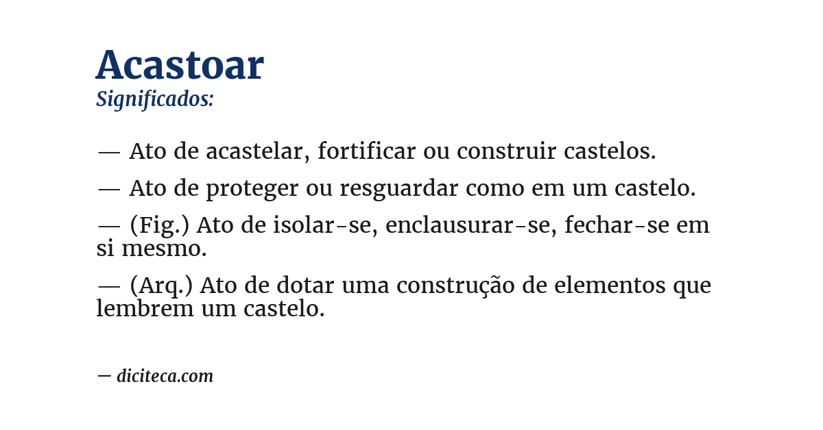 Significado de acastoar