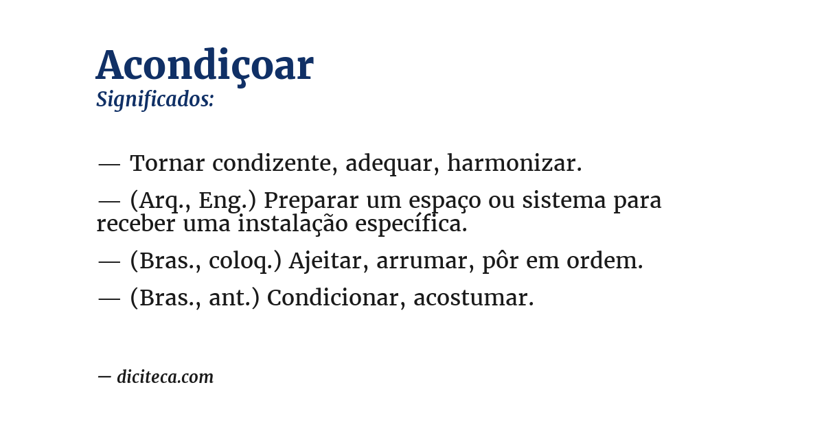 Significado de acondiçoar