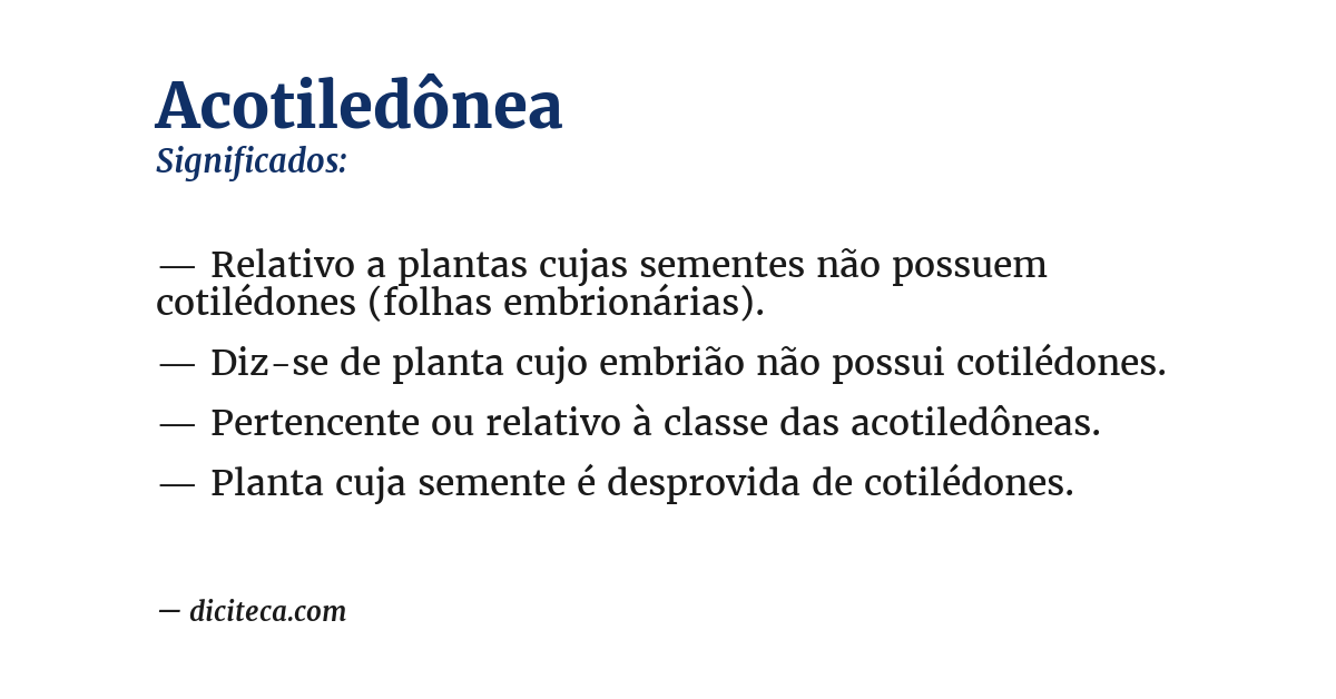 Significado de acotiledônea