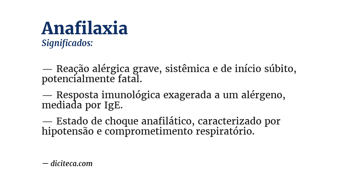 Significado de anafilaxia