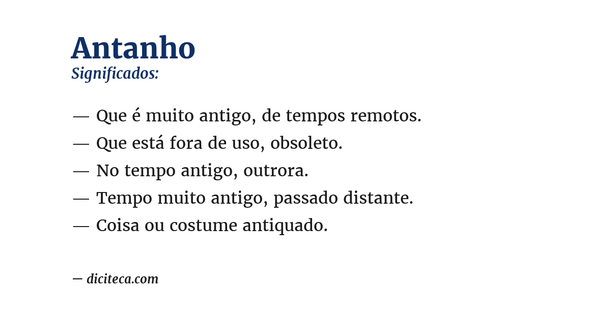 Significado de antanho