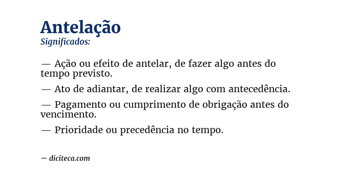 Significado de antelação