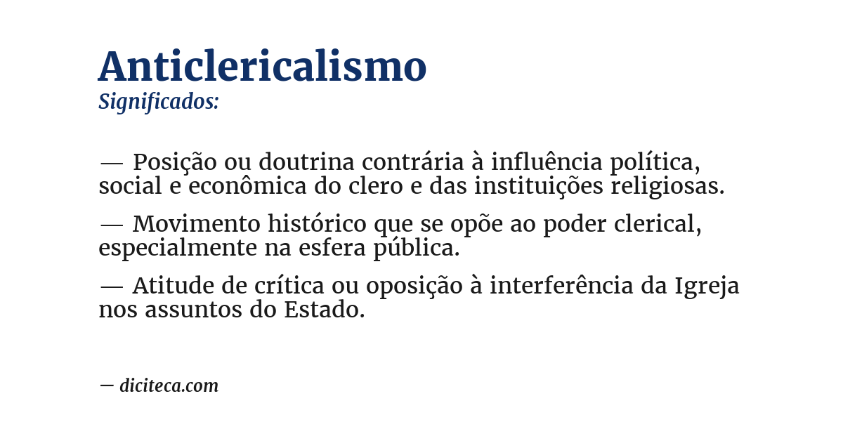 Significado de anticlericalismo