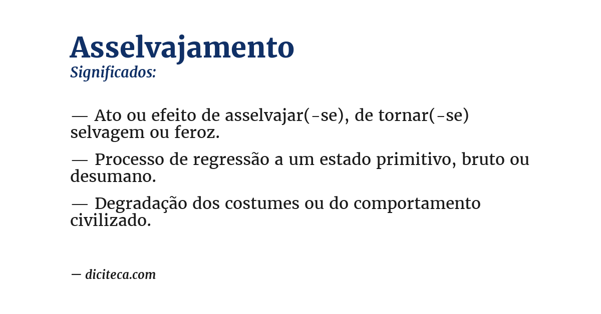 Significado de asselvajamento