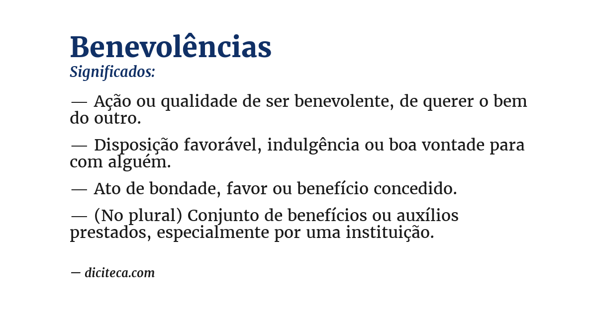 Significado de benevolências