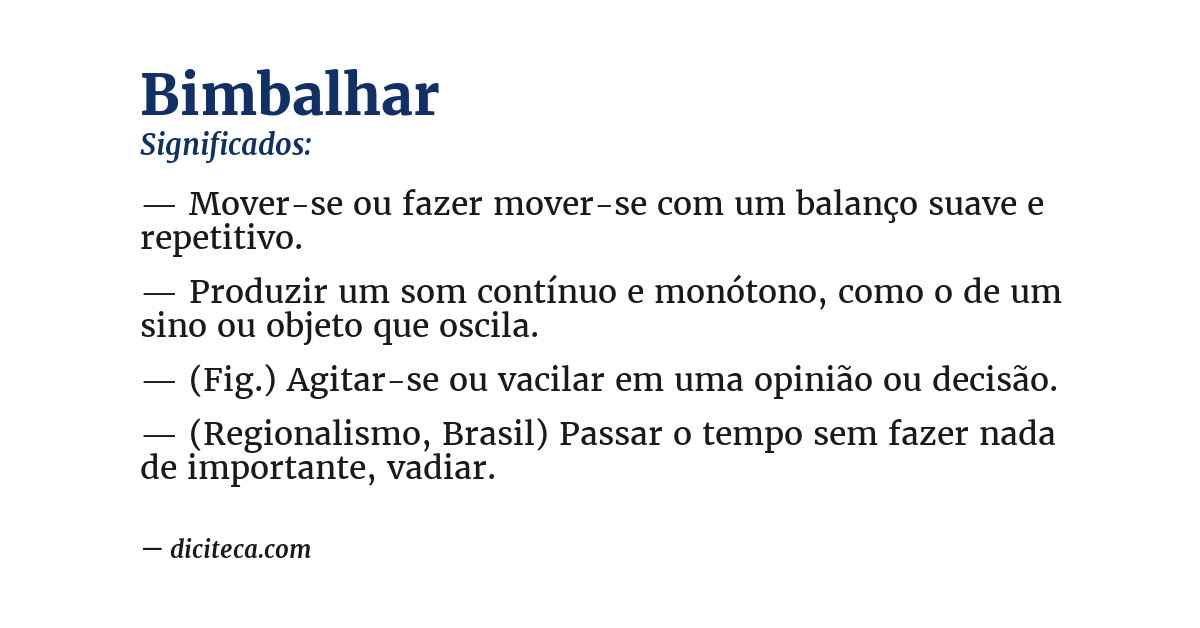 Significado de bimbalhar