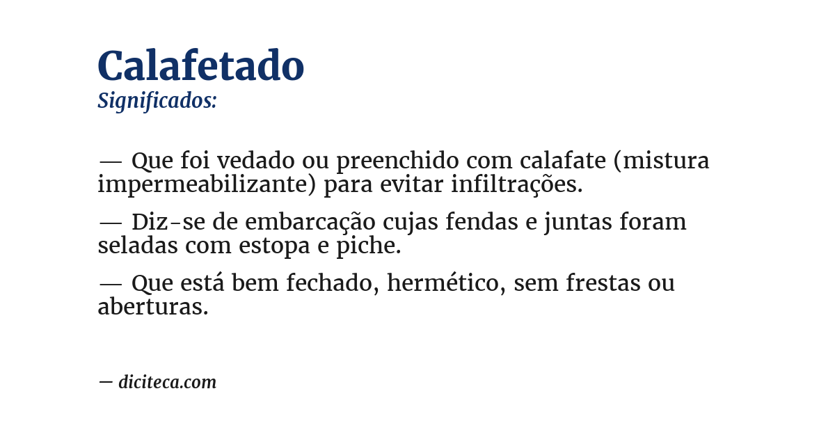 Significado de calafetado